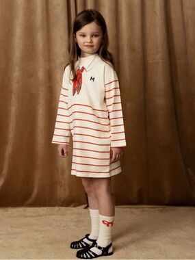 Mini Rodini Cream and Red Striped Sailor Dress